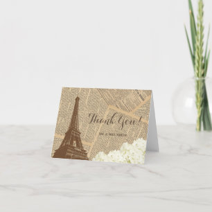 Paar-Eiffel-Turm-Vintage Hochzeit danken Ihnen Dankeskarte
