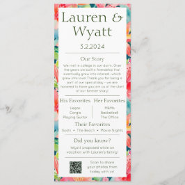 Paar Fakten Tropical Wedding Program & Menu Programm