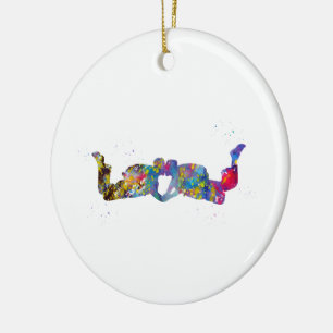 Paar Fallschirmspringer Keramik Ornament