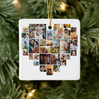 Paar-Familien-Herzförmige Fotocollage Keramikornament