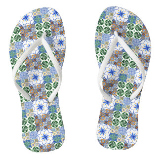 Paar Flip Flops Portugiesische Fliesen