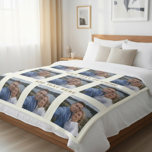 Paar-Foto-Collage Beige-Fleece-Decke Fleecedecke (Von Creator hochgeladen)