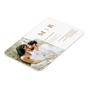 Paar-Foto-Monogramm Gold & Weiß Save-the-Date Magnet