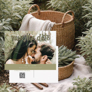 Paar-Foto Sage Modern Save-the-Date II Ankündigungspostkarte