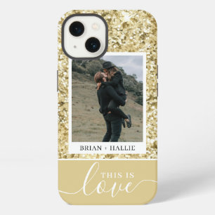 Paar Foto Weiß Gold Glitter Glanz Luxus iPhone 13 Hülle
