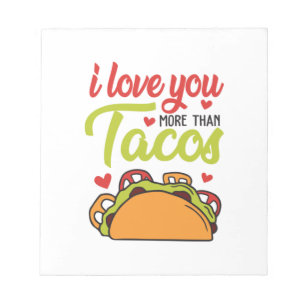 Paar-Geschenk Ich liebe dich mehr als Tacos Notizblock