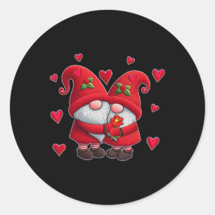 Paar Gnome Valentinstag Herzen Kostüm Gnom Runder Aufkleber