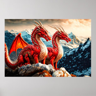 Paar grausamer flatternder Drachen Poster