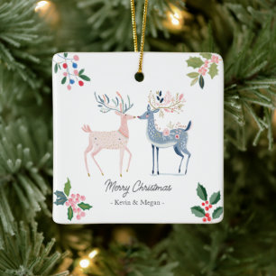 Paar Hirsche Weihnachten frisch Vermählte verlobt Keramikornament