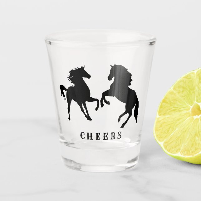 Paar Horse Shot Glass Cheers - Benutzerdefinierter Schnapsglas (Vorderseite)