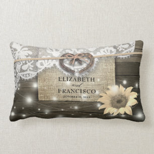 Paar Hufeisen Herz Spitze Sonnenblume Holz Hochzei Lendenkissen