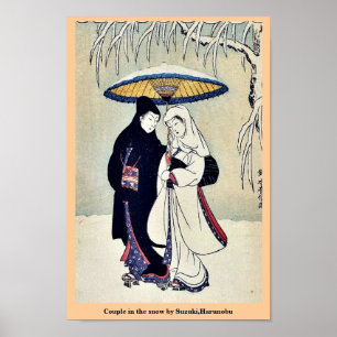 Paar im Schnee von Suzuki, Harunobu Poster