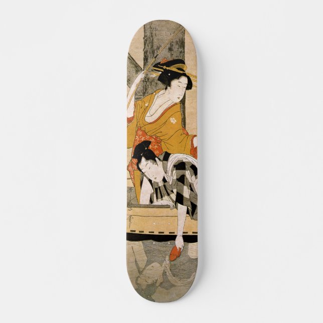 Paar in Boot unter der Brücke japanisch ukiyo-e Skateboard (Vorne)