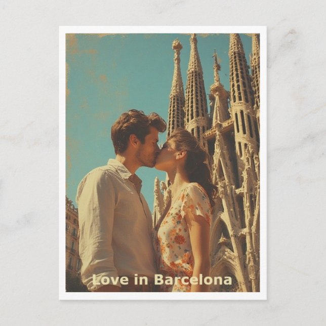 Paar in der Liebe Barcelona Postkarte (Vorderseite)