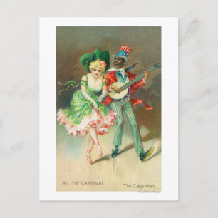 Paar in Kostüm beim Kuchen Postkarte