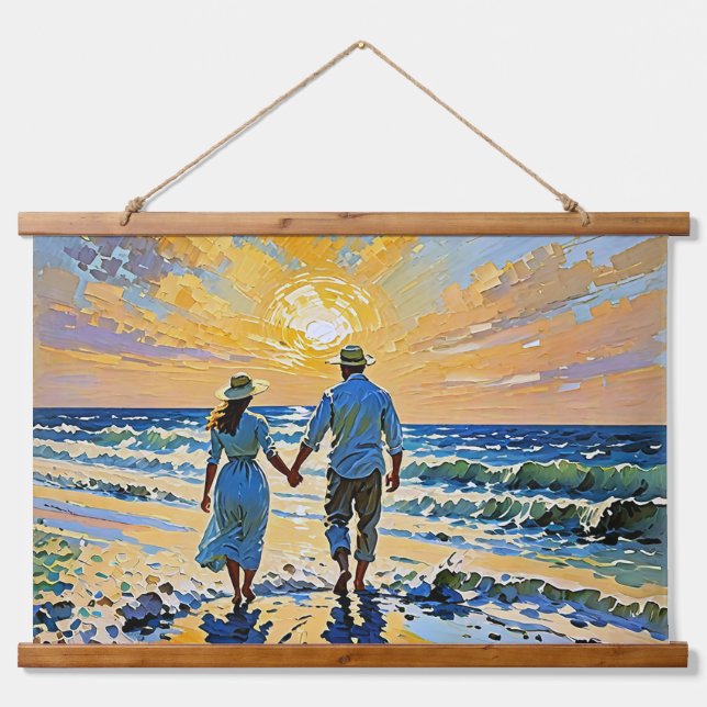 Paar in Liebe am Strand - Wandteppiche (Vorne)