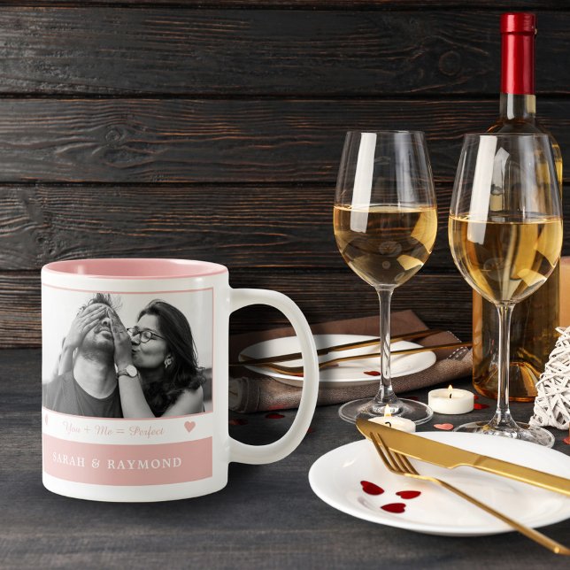 Paar in Liebe I Personalisiert 2 Fotos I Valentine Zweifarbige Tasse (Von Creator hochgeladen)