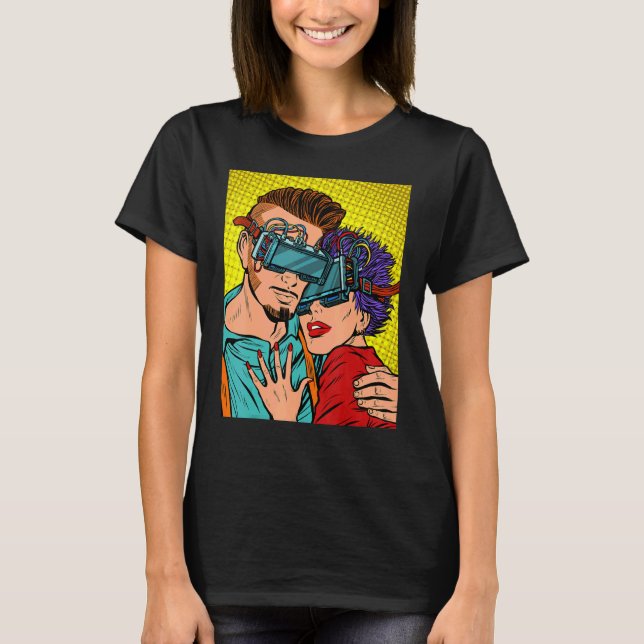 Paar in Liebe mit Virtual Reality Brillen T-Shirt (Vorderseite)
