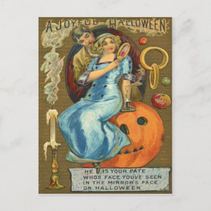 Paar Jack O Lantern Kürbis Apfel Postkarte