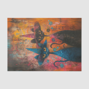 Paar Katzen, die Hats tragen Seidenpapier