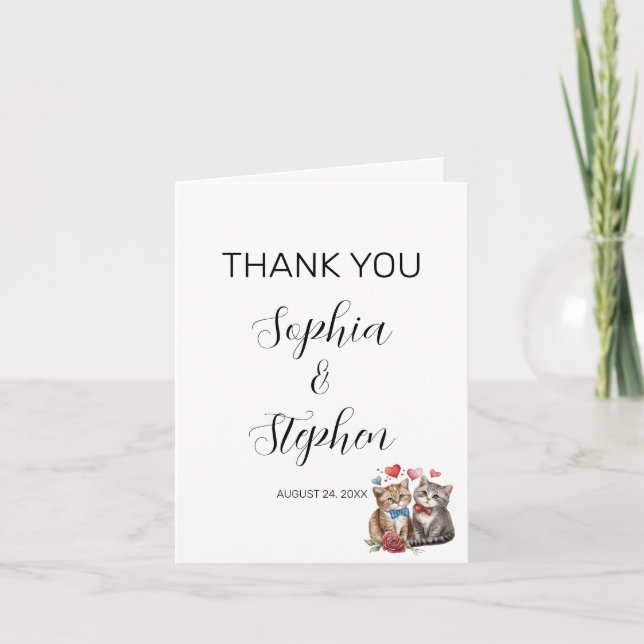 Paar Katzen in Liebe Dankeskarte (Vorderseite)