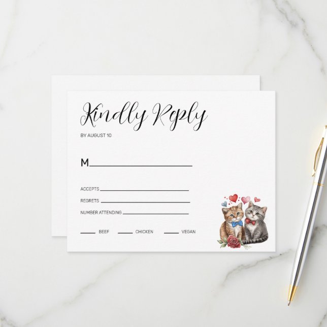 Paar Katzen in Liebe RSVP Karte (Vorderseite/Rückseite Beispiel)