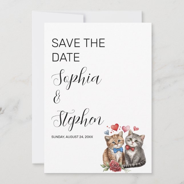 Paar Katzen in Liebe Save The Date (Vorderseite)