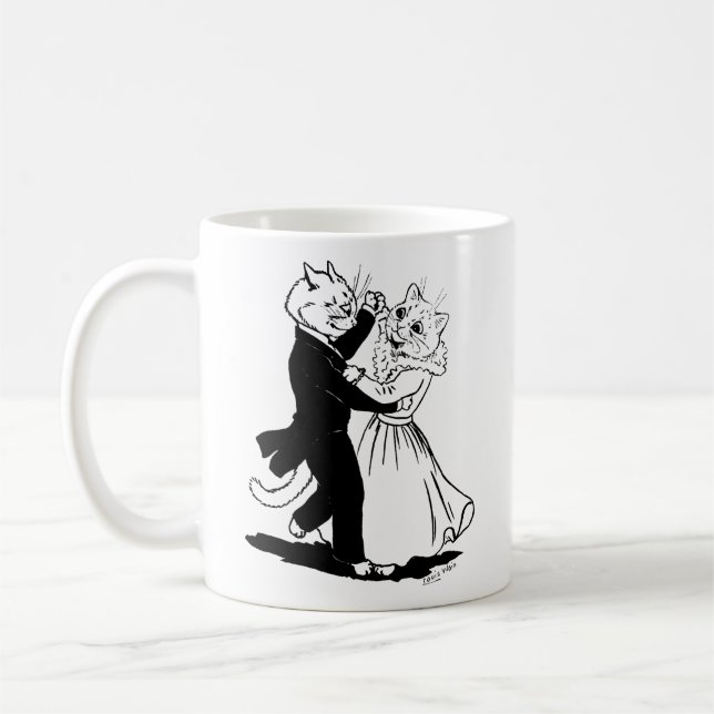 Paar Katzen tanzen, Louis Wain Kaffeetasse (Links)