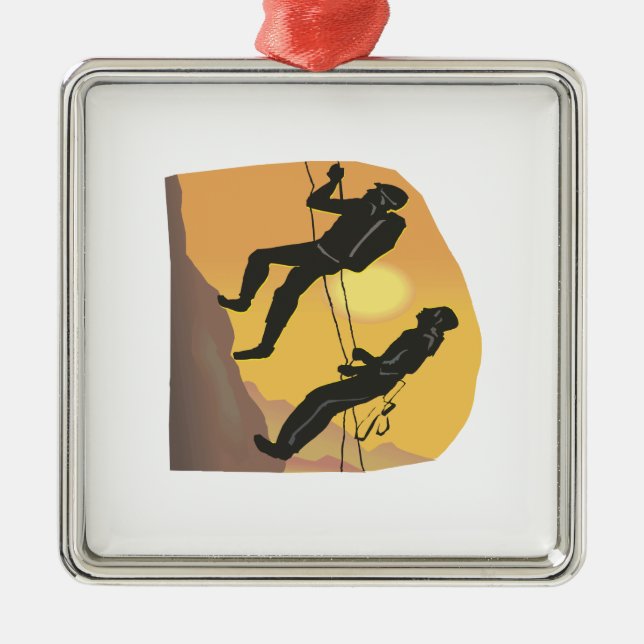 Paar-Klettern Silbernes Ornament (Vorne)