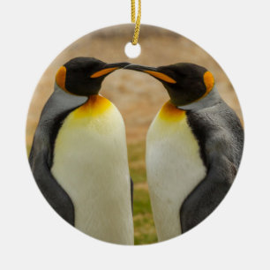 Paar König Pinguine, Falklands Keramik Ornament
