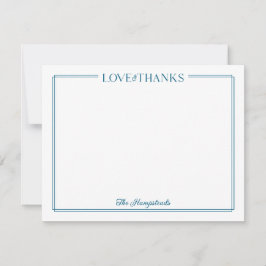 Paar LIEBE & DANKSAGUNG Blaue Hochzeits-Papeterie Dankeskarte