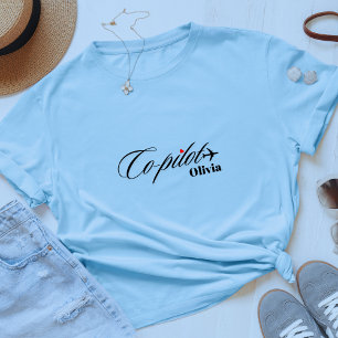 Paar-Matching-Copilot-Flugzeug Blau Personalisiere T-Shirt