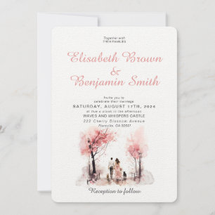 Paar mit 2 Dog Wasserfarbenvorlage Hochzeit Einladung