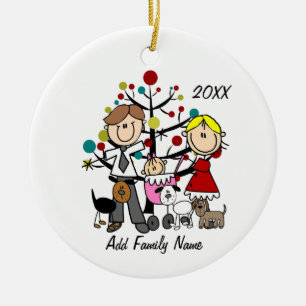 Paar mit Baby Girl Three Hogs Keramik Ornament