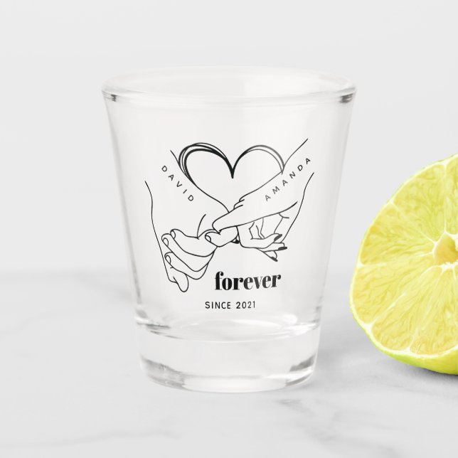 Paar mit dem Namen Custom Anniversary Geschenk Ide Schnapsglas (Vorderseite)