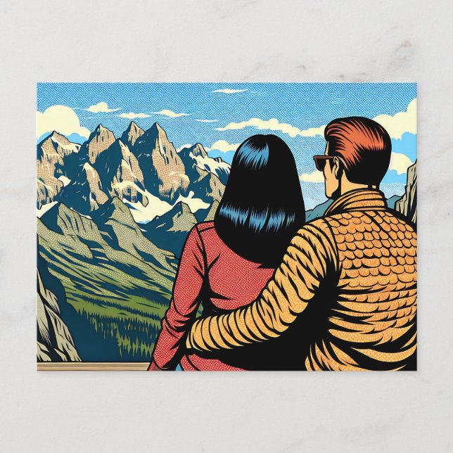 Paar mit Landschaftlicher Aussicht Postkarte (Vorderseite)