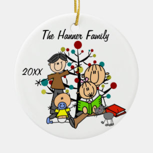 Paar mit Mädchen, Baby Boy, Cat Holiday Ornament