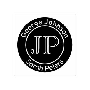 Paar mit zwei Monogrammen mit letztem Namen Gummistempel