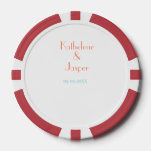 PAAR NAME PFIRSICH GRÜN DATUM HOCHZEIT ROMANTISCH POKERCHIPS