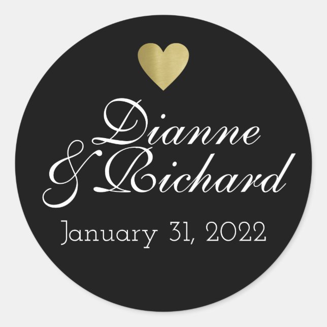 paar Namen Liebe schwarz Runder Aufkleber (Vorderseite)