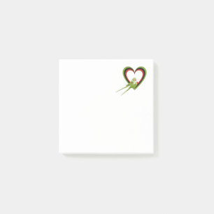 Paar Papageien vor Herzen Post-it Klebezettel