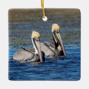 Paar Pelikane Keramikornament