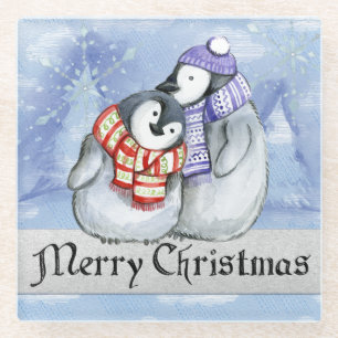 Paar Pinguine Glasuntersetzer