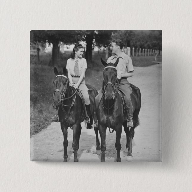 Paar-Reitpferde Button (Vorderseite)