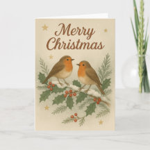Paar Robins Weihnachtskarte