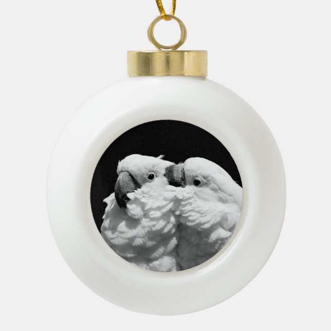 Paar Schirmkakados Keramik Kugel-Ornament (Vorderseite)