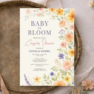 Paar-Shower Baby In Bloom Wildblumen-Blumen- Einladung