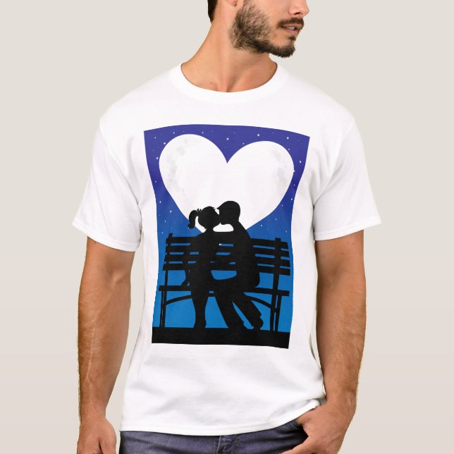 Paar-Silhouette-Mond T-Shirt (Vorderseite)