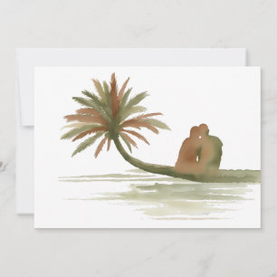 Paar sitzt auf Palme Einladung