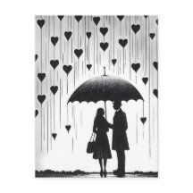 Paar Stehend unter einem Regenschirm, herzförmiger